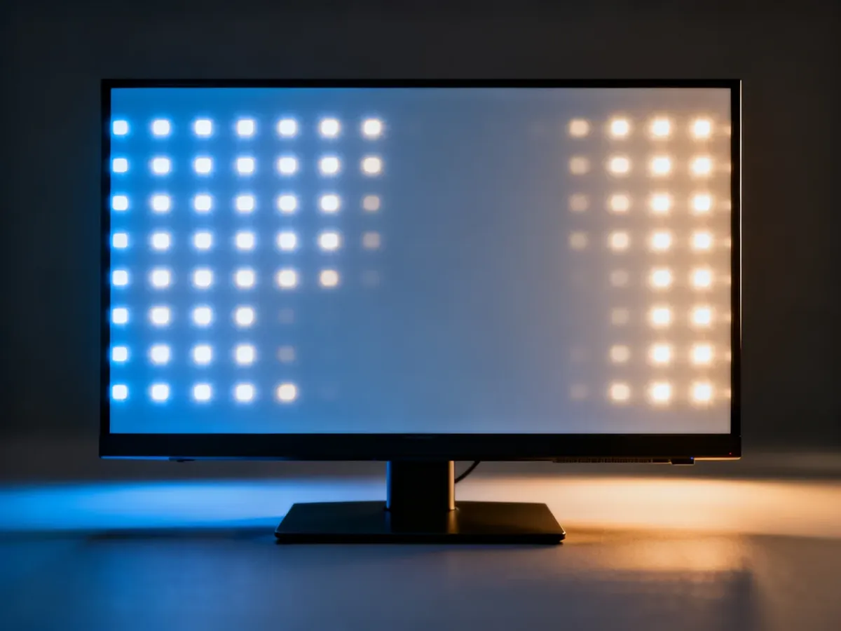Przekrojowy widok telewizora LCD z diodami Direct LED rozmieszczonymi za całą matrycą