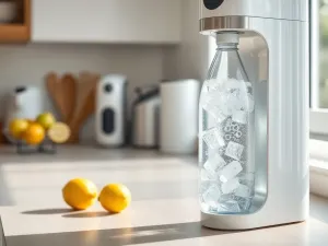 Chromowy syfon umywalkowy podłączony do odpływu w ścianie w nowoczesnej łazience.