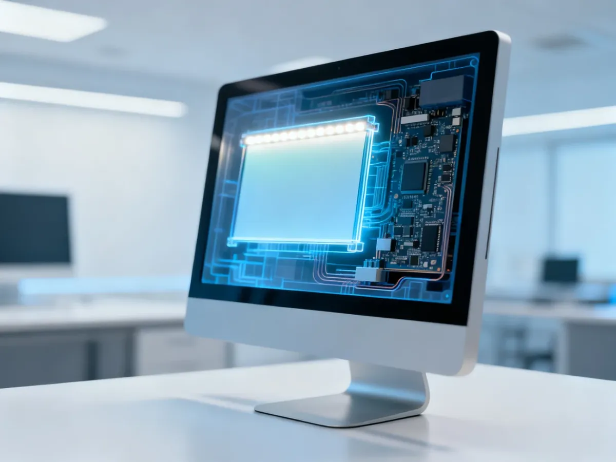 Monitor z widoczną matrycą LCD i podświetleniem LED
